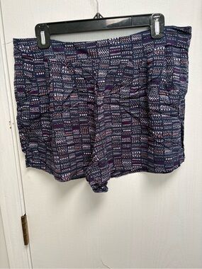 Mossimo Supply Co. Navy Patterned High-Waist Shorts with Pink Accents